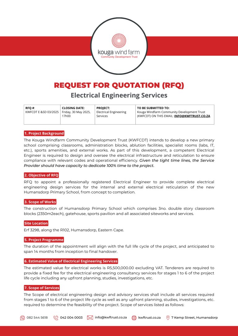 RFQ #KWFCDT E &SD 03/2025 - Electrical Engineering Services