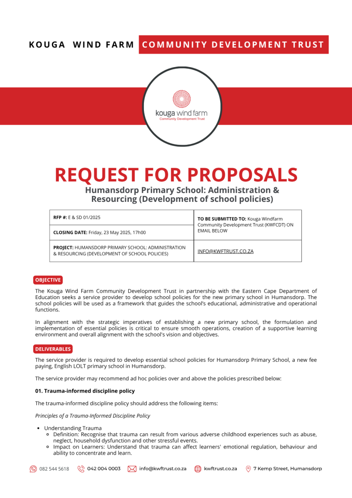 Kouga Wind Farm Community Development Trust RFQ #_ E & SD 01_2025