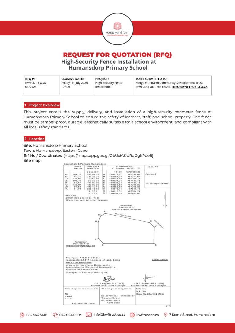 RFQ #: KWFCDT E &SD 04/2025