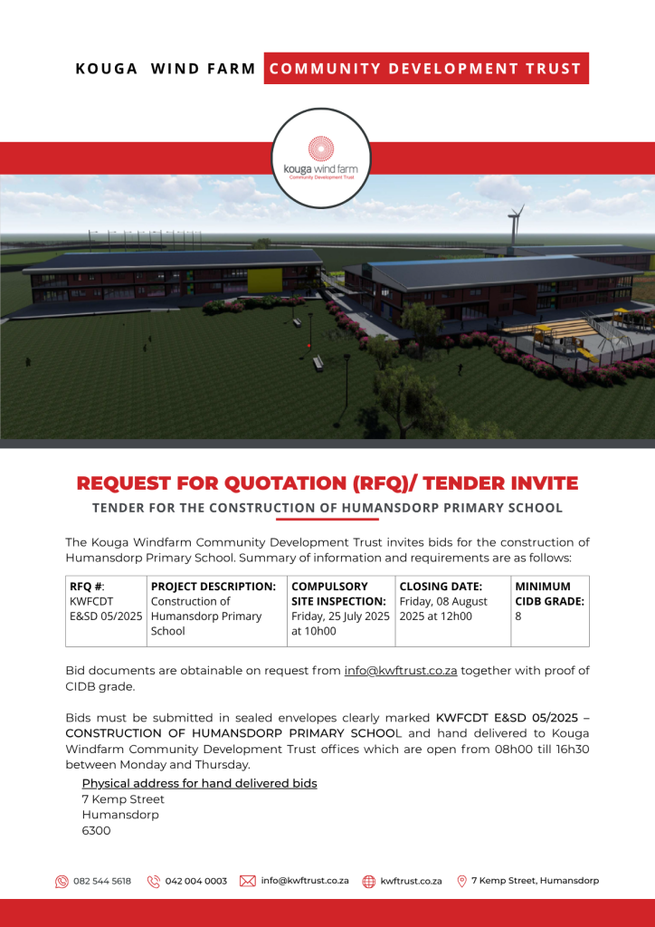 RFQ# KWFCDT E&SD 052025 - Construction of Humansdorp Primary School